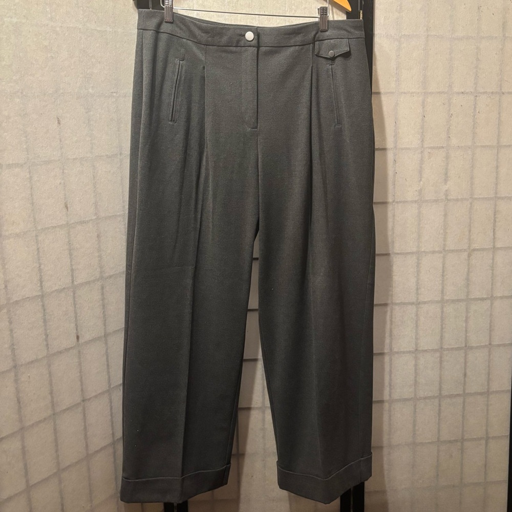 RACHEL ZOE Pleated Wide-Leg Cuffed Trousers